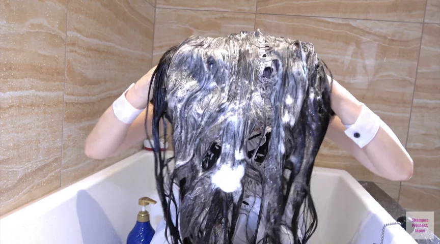 ロングヘアメイド 奉仕後のフォワードシャンプー-4
