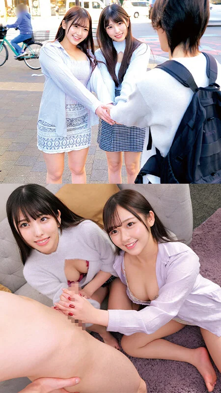 素人女子2人と童貞1人の夢の3Pハーレム生筆おろし みれい/しおり/ももね/ひめの-1