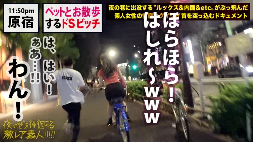 皆大好きドS女フルボッコ！！原宿の街で、おっさんをチャリンコで引きずり回し高笑いする超絶ドSビッチ発見！！可愛い顔して中身は「鬼」の変態メンヘラ女王様を、業界随一の「ドMとドS」両面持ち男優とガチンコ対決！！：夜の巷を徘徊する「激レア素人」！！ 29-15