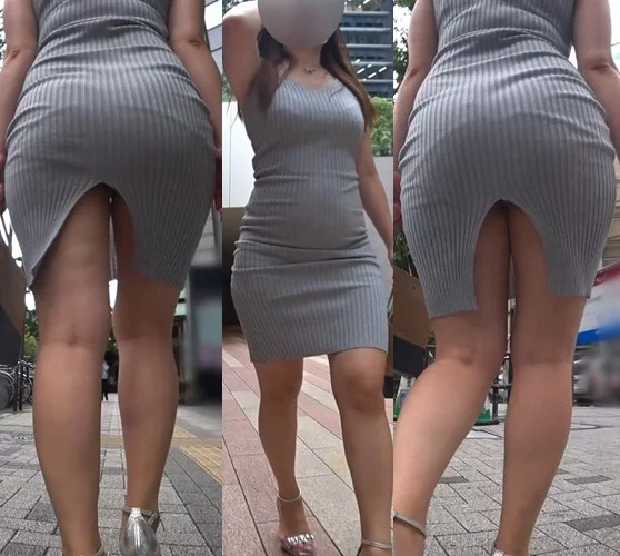 【デカ尻お姉さんの街歩き】☆遠近感を疑ってしまうボリューム感たっぷりのお尻面積とスリットパンチラ！-1