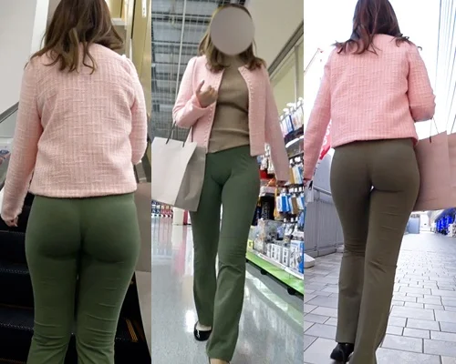【デカ尻お姉さんの街歩き】タイトパンツから開放されたTバック生尻を直もみ！つきたてお餅のような尻たぶと生美乳☆-1