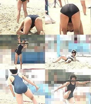 614「がぶり撮り・怒涛のビーチバレー(53)～女子〇生スクール水着編4」-1