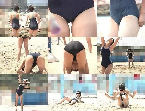 614「がぶり撮り・怒涛のビーチバレー(53)～女子〇生スクール水着編4」-5