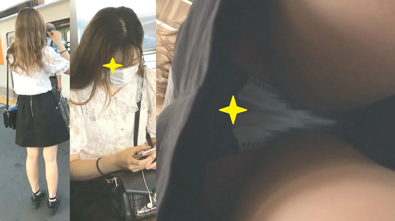 014女子大生のカワイイ娘３人エスカでスマホ逆さ撮り-3