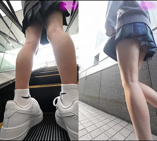 【縦型動画】小型カメラを買ったので、制服JKを盗撮してみた （1）建物内→エスカレーター→屋外歩行→屋外直立-2