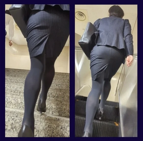 【024】ストライプ系スーツOLさん、高身長かつムチムチのタイスカ！