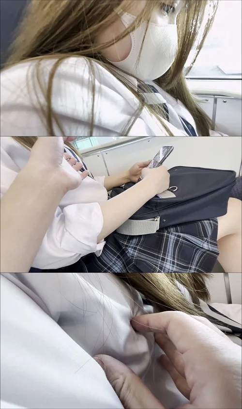 電車お触り17 余裕でアイドルのセンターレベルの可愛すぎるコの生おっぱいを触りまくりました！！-1