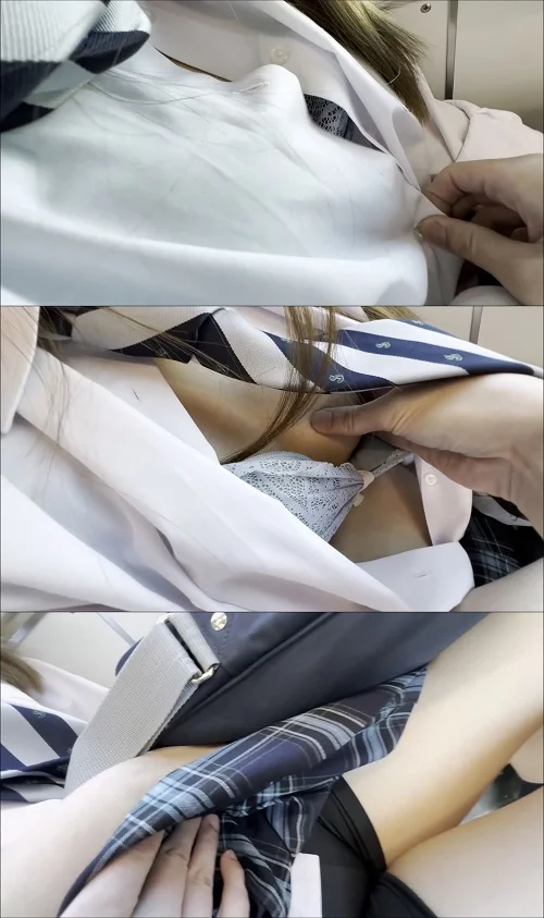 電車お触り17 余裕でアイドルのセンターレベルの可愛すぎるコの生おっぱいを触りまくりました！！-2