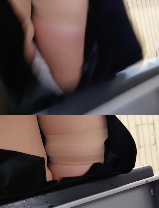 膝までナチュストのミニスカOLさんは光沢ホワイトPを生で見せてくれるえっちなお姉さんでした-3