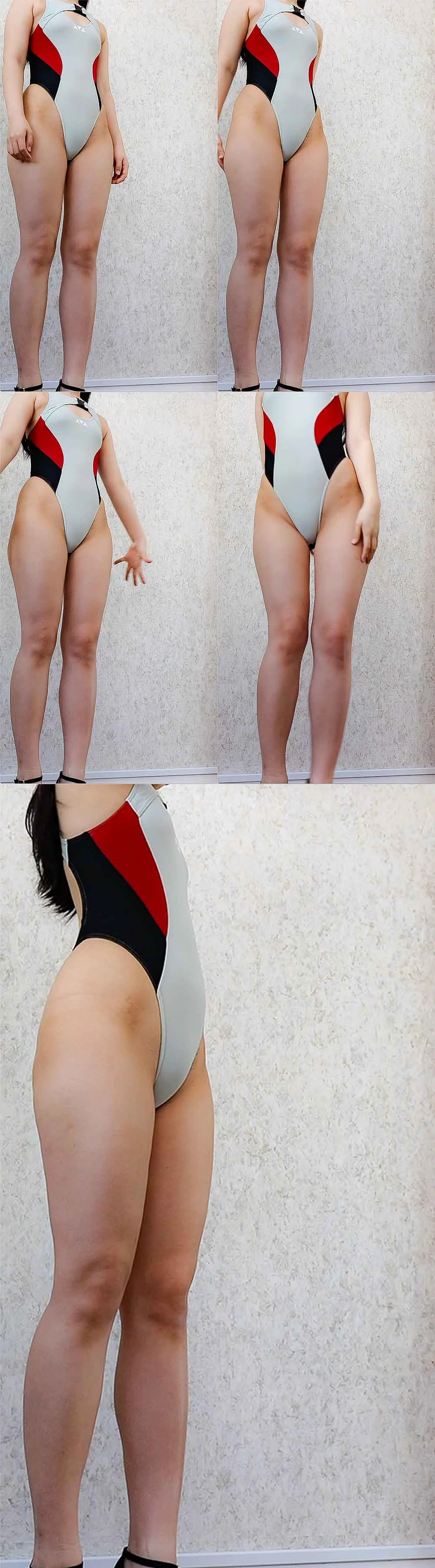【フェチ動画】166cm完璧スタイルの競泳経験モデル！ハイレグ競泳水着の黒髪ロングの女子大生-6