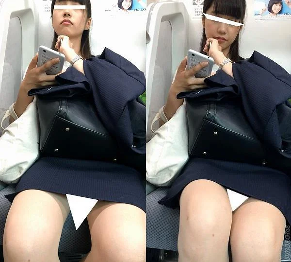 【再販】(電車対面）(顔出し)スカート長め…だけど…緩むパンストあんよがとってもエッチな…キレイなロングヘアの可愛いOLお姉さん-2