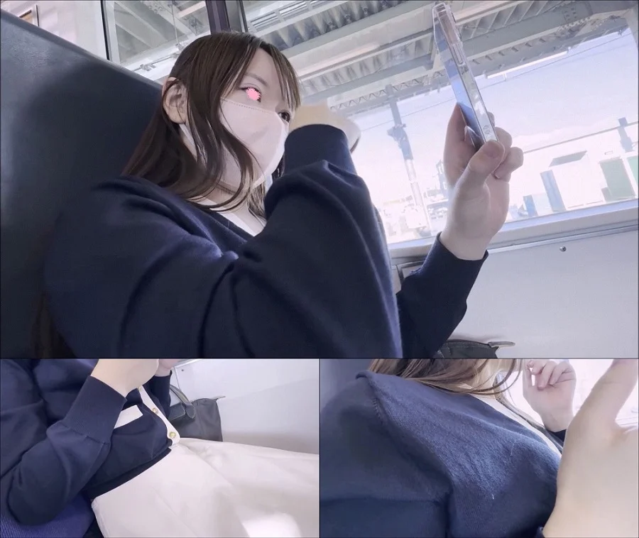 電車お触り21 坂道系のグループにいそうなS級美女がおっぱいと股間を触られまくってます-1