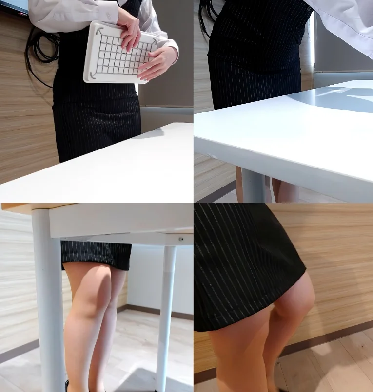 受付お姉さんの事務制服がミニスカでえちすぎたので話しかけてPチラ撮りました-1