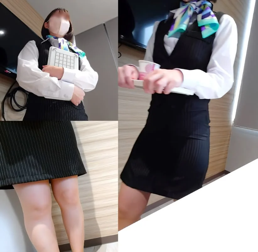 受付お姉さんの事務制服がミニスカでえちすぎたので話しかけてPチラ撮りました-6