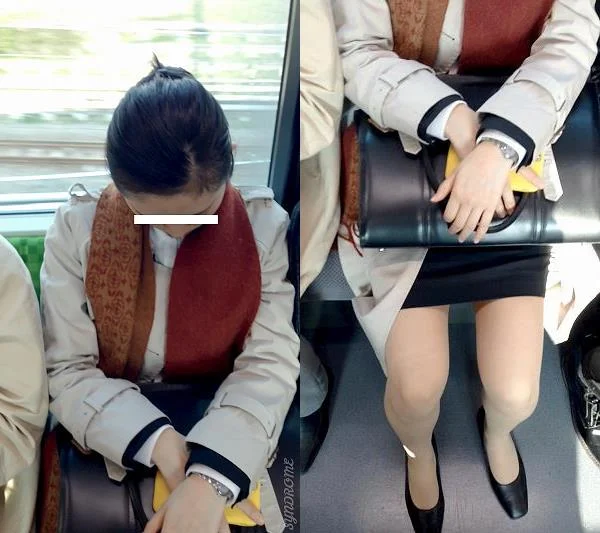 【再販】(電車対面）(顔出し）電車の心地良い揺れに合わせて…ぐったり…キレイなパンストあんよが緩んじゃうリクスーお姉さんを観察し-1