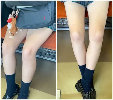 青チェJKのエロい太もも
