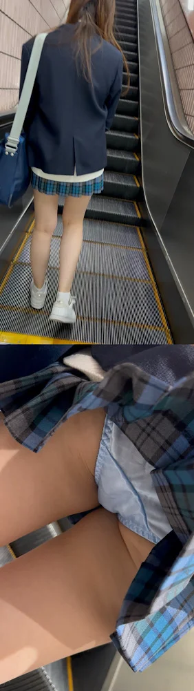 超美脚JKちゃん！青チェックめくりました⑱-1
