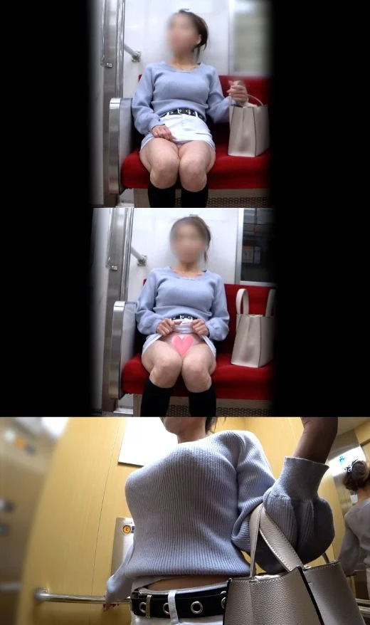 【電車対面パンチラ☆139】三角ゾーン観察記録/縦揺れニットおっぱいOL-3