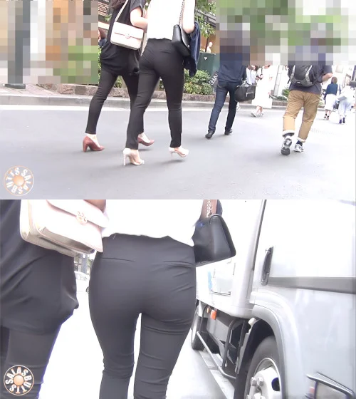 【FHD高画質】Black,White&Tightな脚長美女-2