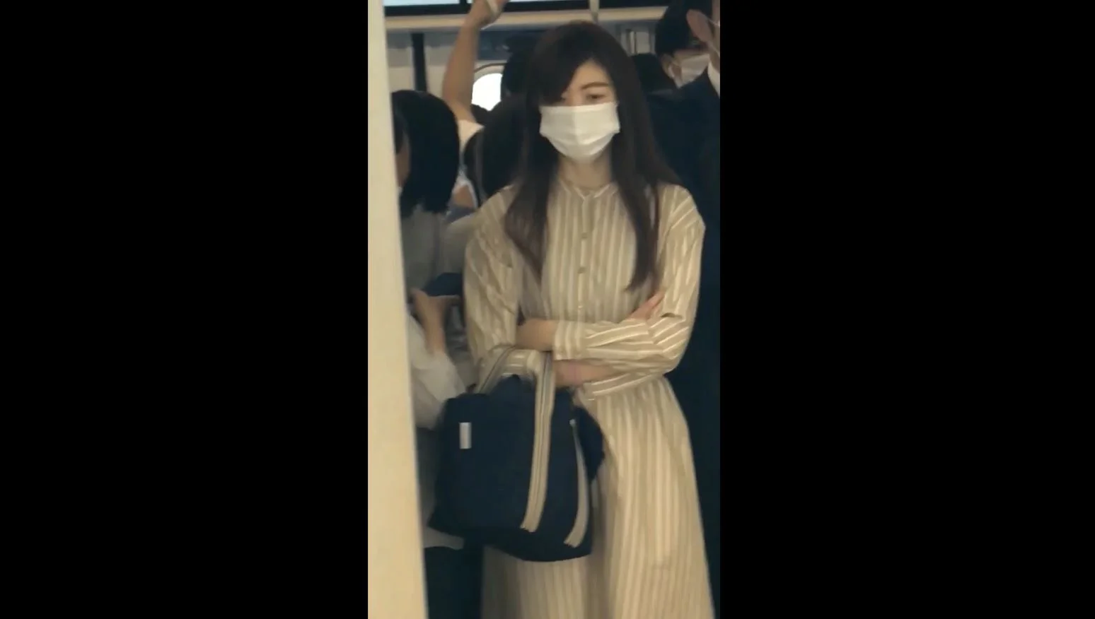 【再販】002清楚系ストライプワンピの美人お姉さん！-1