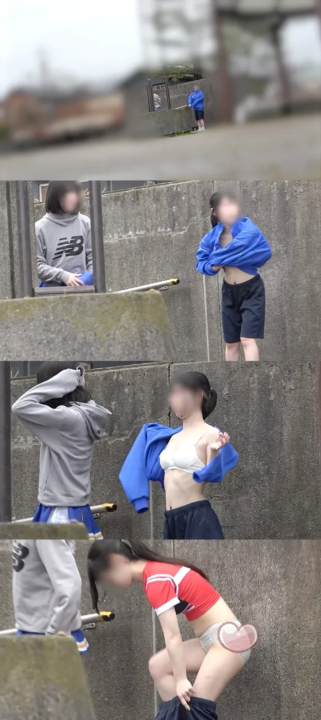 【チアっ子】2人のお着替え！おぱんつ丸出し！おっぱい丸見え！練習前後２着替え収録！-3