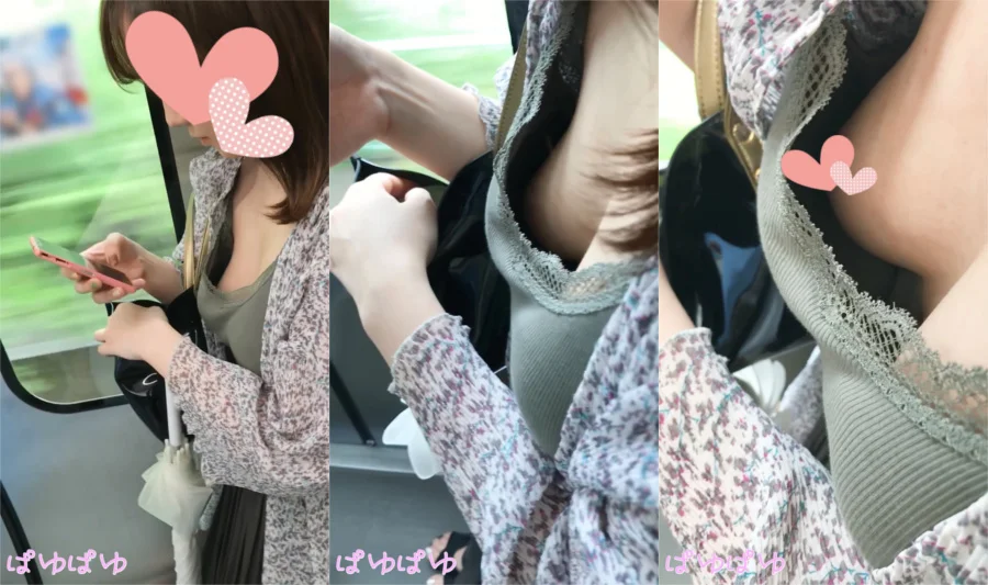 [胸チラ]篠●愛似で童顔巨乳のノーブラ乳首[顔有]-2