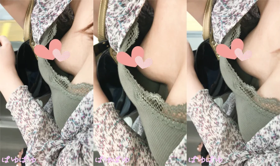 [胸チラ]篠●愛似で童顔巨乳のノーブラ乳首[顔有]-3