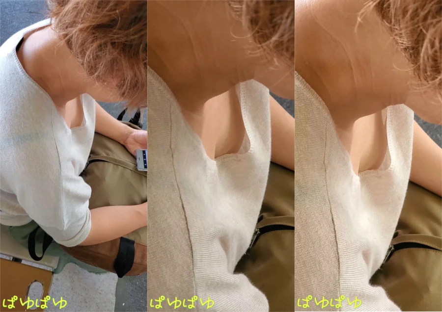[胸チラ]片乳だけノーブラのママさん[顔有]-3