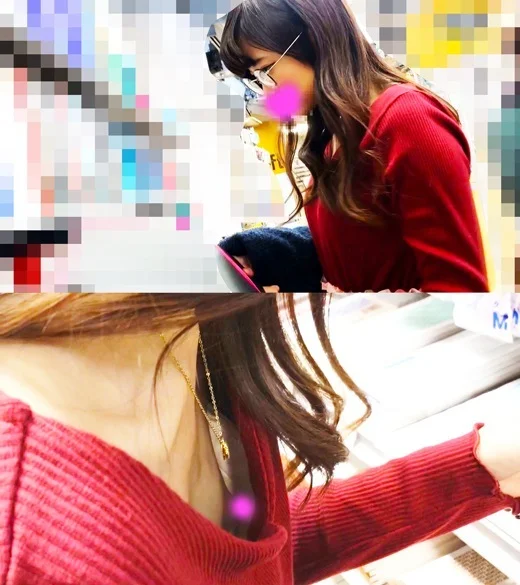 【女子アナ風JD】パンチラ狙いだったのに・・・胸チラまで頂いちゃいました★-3